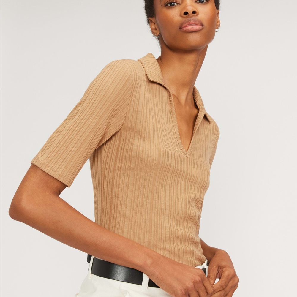 Everlane The Rib Soft Knit Open Collar Polo